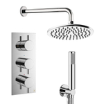 Crosswater MPRO ensemble de douche pluie encastré – douche de tête Ø 20 cm – douchette bâton – 3 leviers – chrome SW1472641