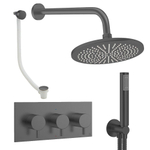 Crosswater MPRO ensemble de douche pluie encastré – douche de tête Ø 30 cm – douchette bâton – 3 leviers – vidage de baignoire – gunmetal SW1472663