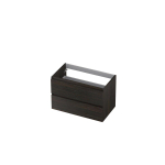 INK Wastafelonderkast - 80x45x52cm - 2 lades - greeploos - houten keerlijst - MFC Intens eiken SW439411