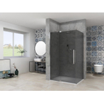 Van Rijn Products ST08 Vaste wand - 110x200cm - grijs rookglas - dikte 8mm - muurprofiel - Chroom SW956411