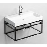 Clou Wash Me Meuble salle de bains 70x38x42cm Noir mat Lavabo céramique blanc brillant avec robinet Xo 7 et bonde non-obturable et siphon chrome SW536620