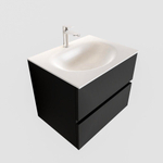 MONDIAZ VICA Ensemble de meuble salle de bain - 60cm - 2 tiroirs - lavabo Moon central - 1 trou de robinet - solid surface urban SW410158