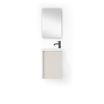 Saniclass Chaci Ensemble meuble de lavabo pour WC - 40x55cm - 1 porte - lavabo de fontaine en céramique - avec miroir rectangulaire - coton mat (beige) SW1130176