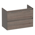 BRAUER Inspire wastafelonderkast ondiep 80 2 softclose lades - greeploos - 1 sifon uitsparing - massief eiken - lamellen eiken zwart SW1200776