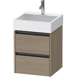 Duravit Ketho.2 Wastafelonderbouwkast - met 2 laden - 48.4x46x54.9cm - met grepen antraciet - eiken terra mat SW772387