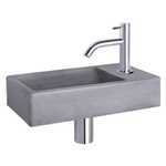 Differnz Force kit lave-mains - 40x22x8cm - Rectangulaire - 1 trou de robinet - Robinet chromé courbé - Béton Gris SW373248