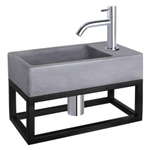 Differnz Force fonteinset – 40x22x8 cm – beton grijs – gebogen chromen kraan – met zwart frame SW373135