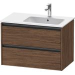 Duravit Ketho.2 Wastafelonderbouwkast - met 2 laden - voor waskom rechts - 81x48x54.9cm - met grepen antraciet - donker noten mat SW772233