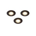 QAZQA Ulo Spot encastré - set de 3 - 8,2x8,2cm - LED incl. - 3 niveaux de gradation - IP44 - rond - noir mat SW1210175