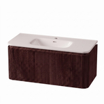 Royal Plaza Terra Edge Ensemble meuble de salle de bains - 100x45.5x46cm - vasque en céramique blanc brillant - 1 vasque - 1 trou de robinet - 2 tiroirs - châtaigne (noyer) SW1471937