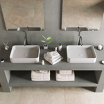 Ideavit Solidthin vasque à poser 50x35x12.5cm rectangulaire 0 trous de robinet 1 cuve Solid surface blanc SW85910