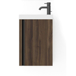 Saniclass Chaci ensemble meuble lave-mains - 40x55 cm - 1 porte - lave-mains en marbre minéral - noyer SW1574581