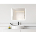Saniclass Lumen Badkamerspiegel - 80x70cm - met afgeronde hoeken - horizontale / verticale plaatsing - indirecte LED verlichting - spiegelverwarming - Infrarood-sensor aan onderzijde SW1474225