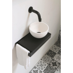 Ink Jazz XS fontein – rond – 36x20 cm – polystone wit mat – waskom rechts – frame en plateau mat zwart SW541204