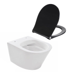 Wiesbaden Vesta Junior hangtoilet – compact – spoelrandloos – 35,5 x 47 cm – met zwarte softclose zitting – glans wit SW705617