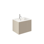 Crosswater Limit Badkamermeubelset - 60x45x45cm - 1 lade - glazen wastafel - warm stone (beige) SW1126144