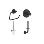 Grohe Essentials Toiletaccessoires - toiletrolhouder - zonder klep - toiletborstel - handdoekhaak - reserverolhouder - matte black (mat zwart) SW1204283