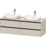 Duravit Ketho.2 Wastafelonderbouwkast - inclusief consoleplaat - met 4 laden - voor dubbele waskommen - 160x55x56.8cm - met handgrepen antraciet - taupe supermat SW772064