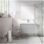 Saniclass Prime Core Ensemble meuble de salle de bains - 80x50x45cm - 1 vasque rectangulaire en céramique blanche - 1 trou de robinet - 2 tiroirs - miroir rectangulaire - mat greige (gris) SW925865