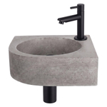 Fortifura Fuente pack lave-mains d'angle – 31,5 x 31,5 x 10 cm – béton gris – robinet noir mat SW1111538