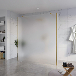 Fortifura Galeria Vrijstaande Inloopdouche - 180x200cm - glas mat - antikalk - 8mm veiligheidsglas - 2 zijwanden - 40cm - wandsteunen en hoekprofielen - PVD - geborsteld messing (goud) SW993158