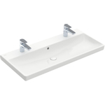 Villeroy & Boch Avento meubelwastafel - 100x47cm - 2 kraangaten - met overloop - White Alpine (glans wit) SW59853