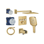 Grohe Grohtherm inbouw regendoucheset – 31 cm vierkante hoofddouche – 43 cm rechte wandarm – cool sunrise geborsteld SW1235154