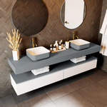 Mondiaz TOP 46 Plan-vasque mural - 200x46x12cm - adapté pour vasque à poser - Solid surface - Plata SW1022526