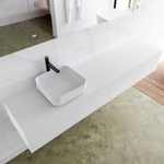 Mondiaz Lagom Meuble salle de bains 190x30.9x45cm Solid Surface Talc 2 tiroirs avec lavabo BINX vasque à poser Gauche 1 trou de robinet SW409082