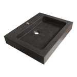 BRAUER Lava Lavabo - 60x46x10cm - 1 cuve - 1 trou de robinet - pierre naturelle - basalte anthracite SW6635