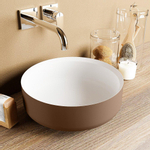 Mondiaz Coss Waskom - 36x36x13cm - rond - opbouw - Solid surface - Rust/Talc SW643490
