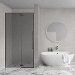 Aqua Vista Oria Linea nisdeur - 80x200cm - incl. montageset - rookglas - mat zwart SW1428256