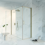 Fortifura Galeria Douchecabine - 70x160x200 - Profiel veiligheidsglas - antikalk - PVD - geborsteld messing (goud) SW1446152