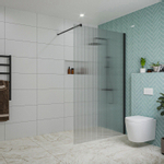 Fortifura Galeria inloopdouche - 120x200cm - ribbelglas - 8mm - wandarm - mat zwart SW876967