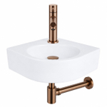 QeramiQ Fuente hoekfonteinset – 30x30x10 cm – kraangat rechts – koperen kraan – zonder frame SW1111515