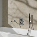 Fortifura Calvi Badkraan set - uitloop - 22cm inkortbaar - metalen slang - staafhanddouche - inbouwdeel - wandhouder - geborsteld RVS PVD SW1242587