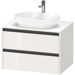 Duravit Ketho.2 Wastafelonderbouwkast - inclusief consoleplaat - met 2 laden - 80x55x56.8cm - met handgrepen antraciet - hoogglans wit SW772023