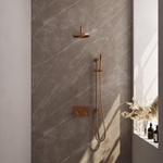 Brauer Copper Edition Douche pluie encastrable - thermostatique - boutons poussoirs - SET 63 - pommeau 20cm - bras mural courbé - douchette stick - flexible - barre curseur intégrée - Cuivre brossé PVD SW925610