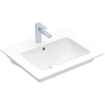 Villeroy & Boch venticello wastafel - 600x500mm - met overloop - geslepen onderkant - 3 kraangaten middelste open - White Alpine (glans wit) 1025156
