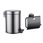 Fortifura Calvi toilet accessoireset - toiletrolhouder - met klep - pedaalemmer - 5 liter - geborsteld gunmetal SW1441968
