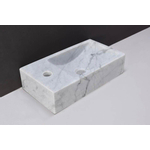 Forzalaqua Venetia Lave-main 40x22x10cm 1 trou de robinet gauche rectangulaire Carrara Marbre poli SW230672