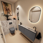 MONDIAZ TURE-DLUX Meuble toilette - 120cm - Dark Grey - EDEN - vasque Glace - position droite - 1 trou de robinet SW1103237