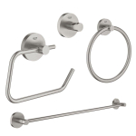 Grohe Essentials Accessoireset 4-delig - handdoekring - handdoekhouder - handdoekhaak - toiletrolhouder zonder klep - Supersteel (RVS) SW529111