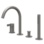 IVY Pact Combinaison pour rebord de baignoire - 4 voies - mitigeur - bec pivotant - douchette extractible - Metal black brossé PVD SW1031186