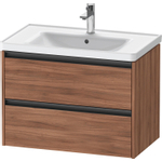Duravit Ketho.2 Wastafelonderbouwkast - met 2 laden - 78.4x45.5x54.9cm - met grepen antraciet - noten mat SW772510
