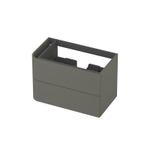 INK Concept R Meuble sous-lavabo - 80x45x52cm - 2 tiroirs - poignées en applique - angle arrondi gauche - MDF laqué - vert béton mat SW1405668