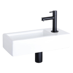 Differnz Hura fonteinset – 37.5x18.5x9 cm – keramiek wit – rechte mat zwarte kraan SW285500