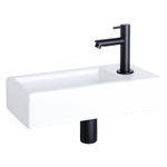 Differnz Hura Set lave-mains avec robinet droit noir mat céramique Blanc SW285500