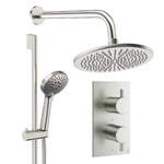 Crosswater MPRO Ensemble de douche de pluie encastré - 2 poignées - pomme de douche 30 cm - douchette à main - barre de douche - bras mural - inox brossé SW1472623