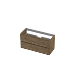 INK Wastafelonderkast - 100x40x52cm - 2 lades - greeploos - met houten keerlijst - MFC - Naturel eiken SW207231